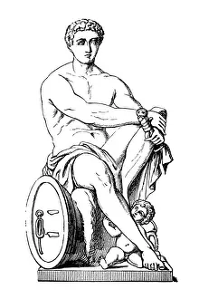 Prints of Antique illustration of a Mars and Cupid Greek Mythology Decor Prints: Mars and Cupid