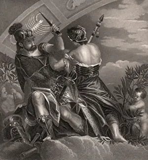 Mars Prints: Mars and Minerva Fighting