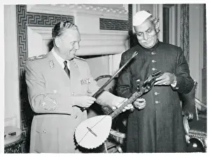 New Delhi Prints: Marshal Tito Discussing Musical Instrument with Indian Leader