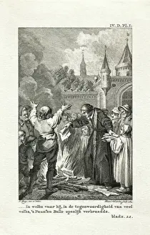 Martin Luther Prints: Martin Luther Burning Papers/Illust