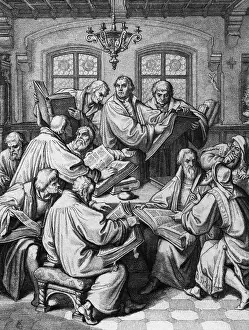 Martin Luther Prints: Martin Luther With Colleagues; Engraving