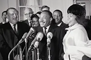 Martin Luther King and Coretta Scott King at News Conference