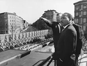 Prints of Dr Martin Luther King Jr at the Soviet Sector border of the Berlin Wall in Bernauer Strasse, Berlin, Germany, September 12, 1964 Berlin Wall (Antifascistischer Schutzwall) Prints: Martin Luther King Jr In Berlin