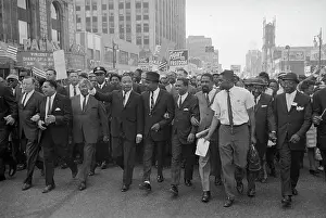 Martin Luther King Jr Leading March in Detroit