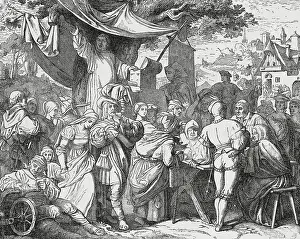 Martin Luther Opposer Johann Tetzel with Crowd