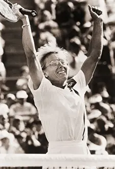 Czechoslovakian Prints: Martina Navratilova Throws Arms Up in Victory
