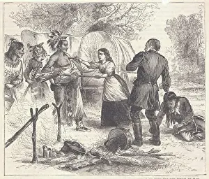 Confrontation Prints: Mary Brand Fighting off Native Americans