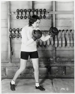 Mary Brian Practicing Boxing for Film