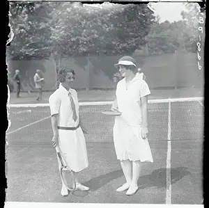 Browne Prints: Mary K. Browne and Helen Wills on Tennis Court