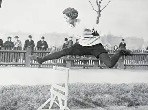 Hurdling Prints: Mary Lines During Olympic Hurdle Jump