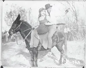 Mule Prints: Mary Pickford and Brother Jack Riding Mule