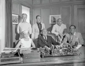 Joseph M Prints: Mary Pickford and Douglas Fairbanks Posing with Colleagues