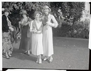 Mary Pickford and Hedda Hopper Standing on Lawn