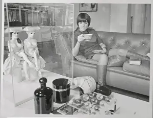 Mary Quant Drinking from a Giant Teacup