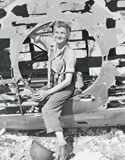 Peleliu Prints: Mary Scarborough Posing in Insignia
