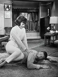 Mary Tyler Moore Sitting on Dick Van Dyke