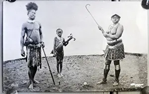 Masai Prints: Masai Family Playing Golf with Canes