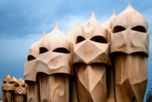 Barcelona Spain Collection: Masked chimneys