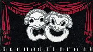 Comedy Mask Prints: Two Masks Of The Theater