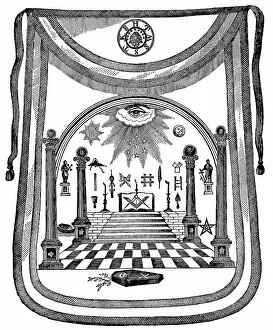 Images Dated 12th February 2015: Masonic Apron Engraving From 1870 (Freemason)