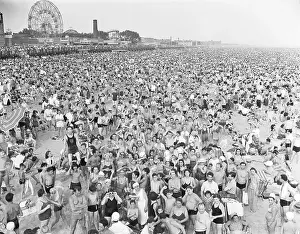Massive Crowd on Beach at Coney Island