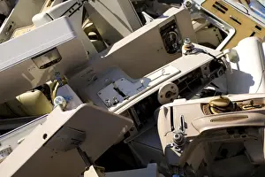 Fill Prints: Materials for recycling at a recycling plant, sewing machines