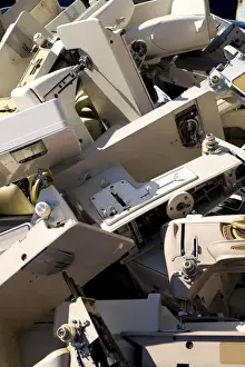 Fill Prints: Materials for recycling at a recycling plant, sewing machines