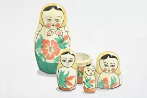 Images Dated 9th August 2006: Matryoshkas, Russian nesting dolls, partly disassembled