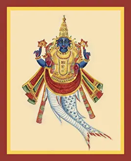 Album Prints: Matsya emerging from the tail of a fish