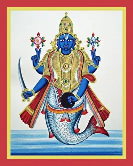 Album Prints: Matsya shown as half man, half fish