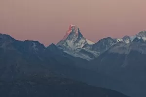 The Matterhorn, 4478m, at sunrise, seen from Moosfluh, Canton of Valais, Switzerland, Europe, PublicGround