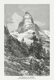 Images Dated 12th May 2018: Matterhorn, Swiss Alps, wood engraving, published in 1897