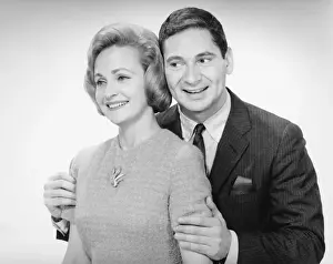 40 45 Years Prints: Mature couple posing in studio, (B&W)