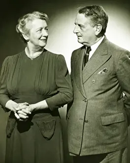 50 59 Years Prints: Mature couple posing in studio, (B&W), portrait