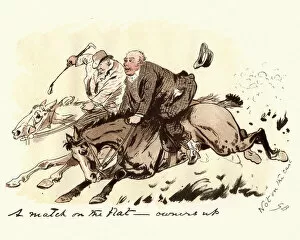 Images Dated 18th April 2017: Two mature victorian men racing their horses, 19th Century