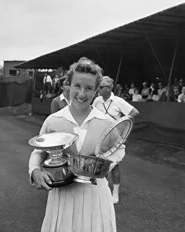 Maureen Connolly With Trophies