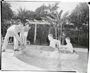 Maureen Osullivan Farrow Prints: Maureen O'Sullivan Farrow and John Farrow Boating with Children