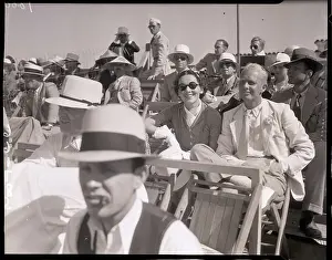 Maureen Osullivan Prints: Maureen O'Sullivan and John Farrow at Air Races
