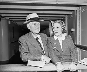 Hoboken Prints: Maurice and Renee Maeterlinck Sitting Together on Arrival to U.S