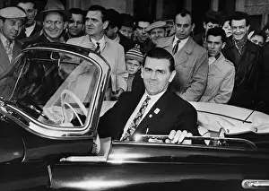 Czechoslovakian Prints: Maurice Richard Sitting in Czechoslovakian Car