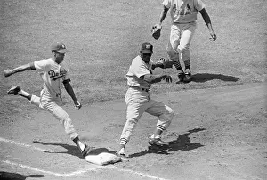 Maury Wills Safe In Close Play