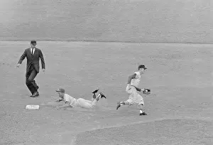 Maury Wills Sliding into Second Base