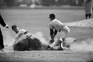 Record Setting Prints: Maury Wills Stealing Third Base