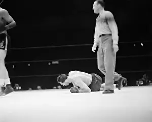 Max Schmeling on Canvas During Bout with Joe Louis