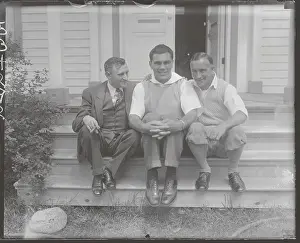Max Machon Prints: Max Schmeling, Center, Posing With His Manager and Trainer