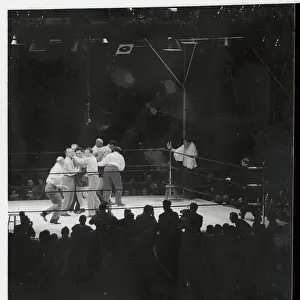 Max Schmeling and Joe Louis Leaving Ring