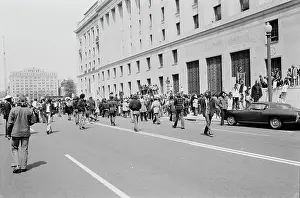 Prints of A rally outside the US Department of Justice in Washington, DC, part of the 1971 May Day Protests, 1st May 1971. These were a series of events to demonstrate against the Vietnam War Vietnam War Prints: May Day 1971 Protest