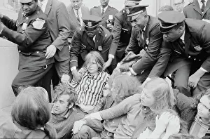 Prints of Officers of the Federal Protective Service tackle protestors at a sit-down rally in Washington, DC, part of the 1971 May Day Protests, 1st May 1971 Vietnam War Prints: May Day 1971 Protest