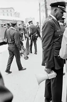 Prints of Police officers at a rally in Washington, DC, part of the 1971 May Day Protests, 1st May 1971. These were a series of events to demonstrate against the Vietnam War Vietnam War Prints: May Day 1971 Protest