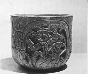 Images Dated 28th May 2017: Mayan Pottery With Engraved Jaguar